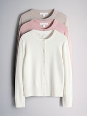 The Set 3 Pack Knitted Cardigans Pink/Cream/Brown - Image 1 of 6