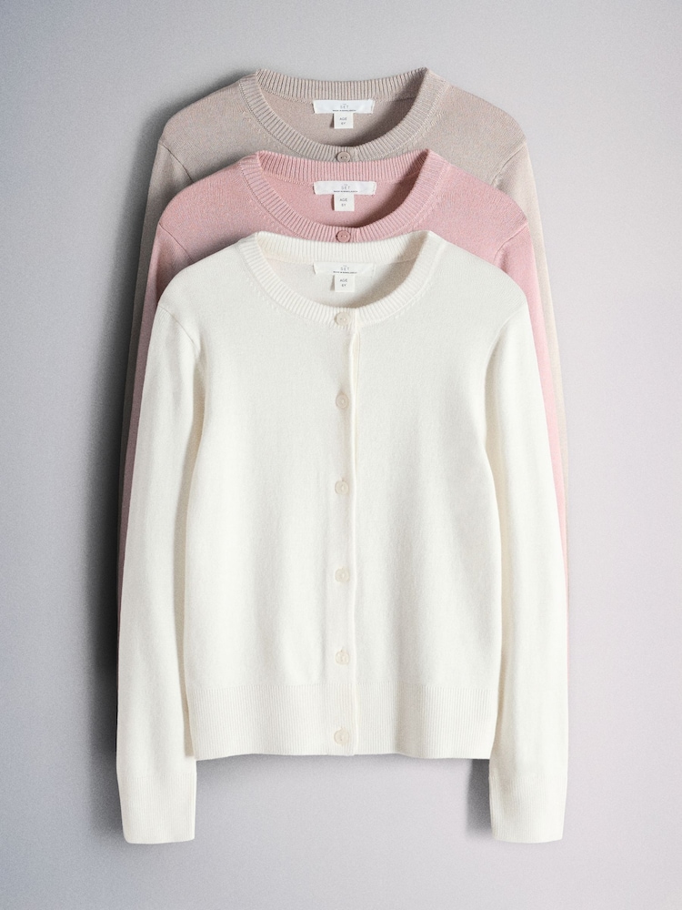 The Set 3 Pack Knitted Cardigans Pink/Cream/Brown - Image 1 of 6