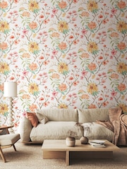 Ohpopsi Linen  Apricot Saku 10M Wallpaper - Image 1 of 2