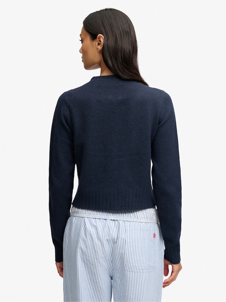Superdry Blue Argyle Cardigan - Image 2 of 5