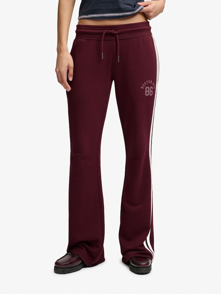 Superdry Red Ath Essentials Stripe Flare Joggers - Image 1 of 8