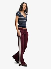 Superdry Red Ath Essentials Stripe Flare Joggers - Image 3 of 8