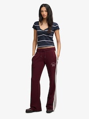 Superdry Red Ath Essentials Stripe Flare Joggers - Image 4 of 8