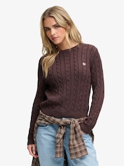 Superdry Brown Essentials Cable Jumper - Image 1 of 5
