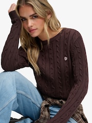 Superdry Brown Essentials Cable Jumper - Image 3 of 5