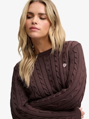 Superdry Brown Essentials Cable Jumper - Image 4 of 5