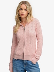 Superdry Pink Cotton Cable Hoodie - Image 1 of 8
