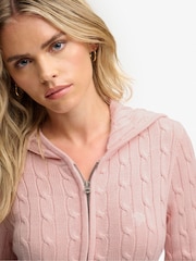Superdry Pink Cotton Cable Hoodie - Image 3 of 8