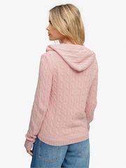 Superdry Pink Cotton Cable Hoodie - Image 5 of 8
