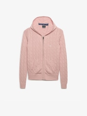 Superdry Pink Cotton Cable Hoodie - Image 6 of 8