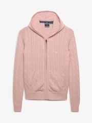 Superdry Pink Cotton Cable Hoodie - Image 7 of 8