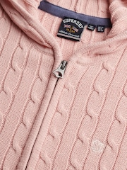 Superdry Pink Cotton Cable Hoodie - Image 8 of 8