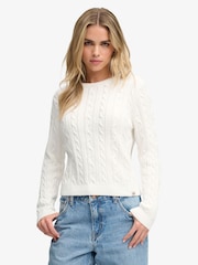 Superdry Cream Essentials Cable Jumper - Image 1 of 5