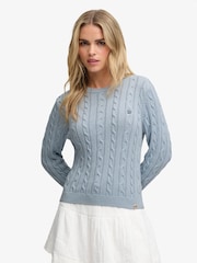 Superdry Light Blue Essentials Cable Jumper - Image 1 of 7