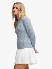 Superdry Light Blue Essentials Cable Jumper - Image 3 of 7