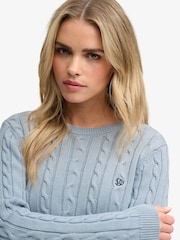 Superdry Light Blue Essentials Cable Jumper - Image 4 of 7