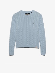 Superdry Light Blue Essentials Cable Jumper - Image 6 of 7