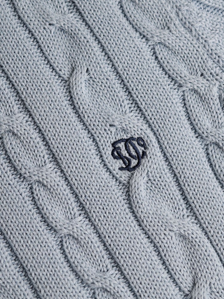 Superdry Light Blue Essentials Cable Jumper - Image 7 of 7