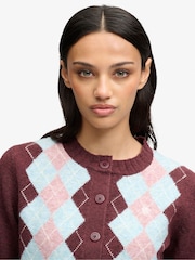 Superdry Purple Argyle Cardigan - Image 4 of 5