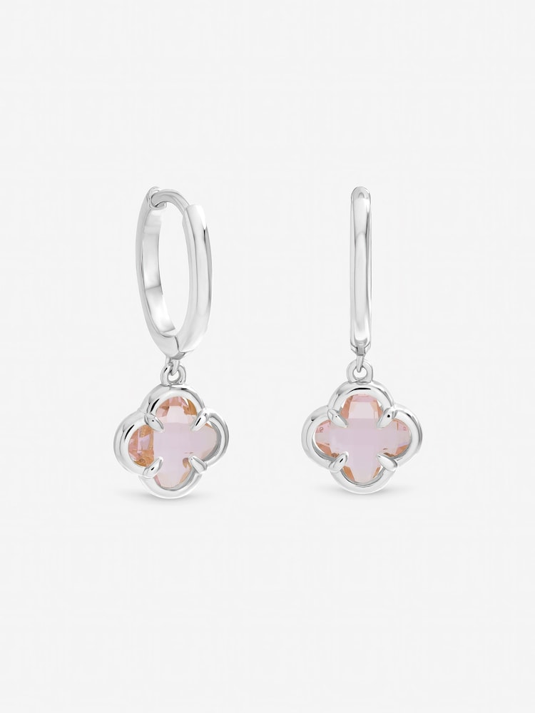 Inicio Vintage Rose Clover Charm Huggie Hoops - Εικόνα 1 του 1