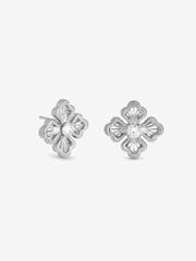 Simply Silver 925 Sterling Silver Satin Clover Stud Earrings - Image 1 of 1