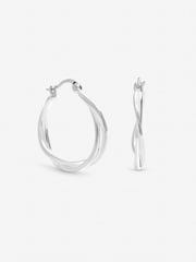 Simply Silver 925 Sterling Silver Polished Twist Hoop Earrings - Image 1 of 3