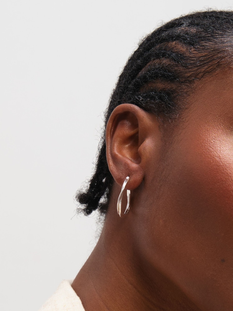 Simply Silver 925 Sterling Silver Polished Twist Hoop Earrings - Image 3 of 3