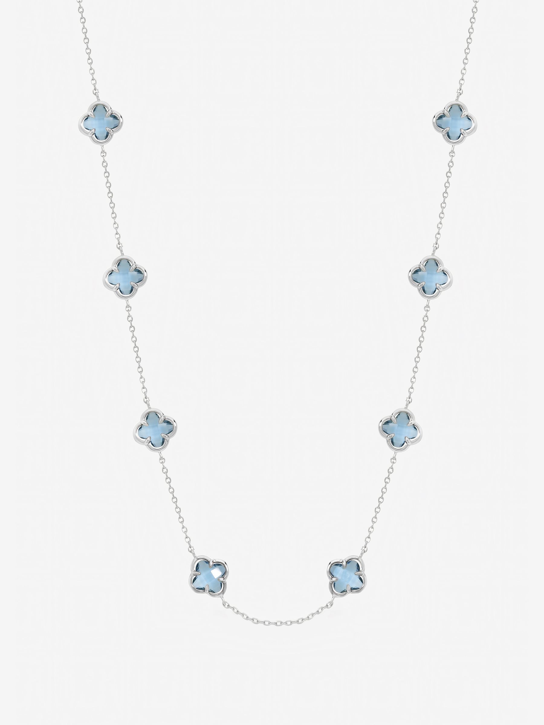 s♡m Buy Inicio Light Blue Sapphire Clover Necklace - Gift Pouch from