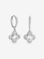 Simply Silver 925 Sterling Silver Satin Clover Huggie Hoops - Image 1 of 1