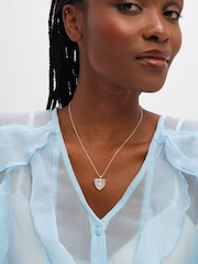 Inicio Sterling Silver Plated Mother of Pearl Celestial Heart Pendant - Gift Pouch - Image 2 of 3