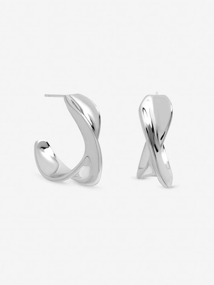 Inicio Sterling Silver Plated Large Polished Twist Hoops - Image 1 of 1