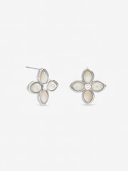 Inicio Sterling Silver Plated Mother of Pearl Clover Stud Earrings - Image 1 of 1