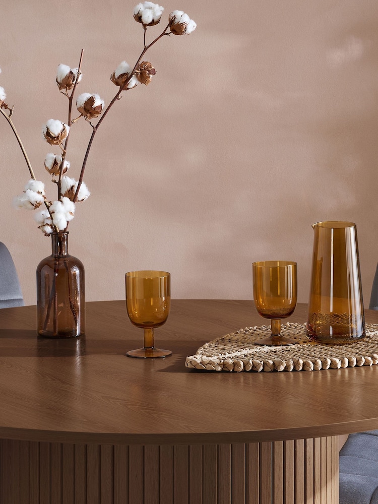 Birlea Walnut Axel Round Fluted Dining Table with 4 Chairs - Image 2 of 5