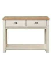 Birlea Cream Highgate Oak Effect 2 Drawer Console Table - Image 4 of 6