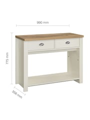 Birlea Cream Highgate Oak Effect 2 Drawer Console Table - Image 5 of 6