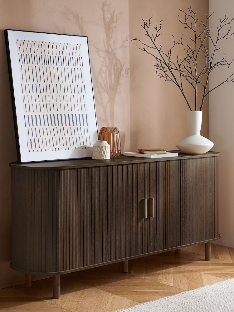 Birlea Walnut Axel 2 Door Fluted Sideboard - Image 1 of 9