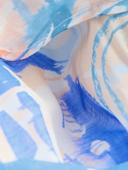 Blå/Oransje Scene Print - Occasion Ruffle Midi V-hals Kjole - Bilde 7 av 7