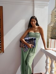 Grønn - Bandeau-jumpsuit med rynkete ben og ballonger - Bilde 1 av 8