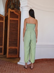 Grønn - Bandeau-jumpsuit med rynkete ben og ballonger - Bilde 2 av 8