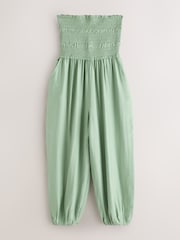 Grønn - Bandeau-jumpsuit med rynkete ben og ballonger - Bilde 6 av 8