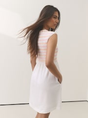 White Multi Stitch Cap Sleeve Shirred Body Jersey Mini Dress - Image 3 of 7