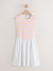White Multi Stitch Cap Sleeve Shirred Body Jersey Mini Dress - Image 5 of 7