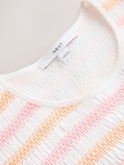 White Multi Stitch Cap Sleeve Shirred Body Jersey Mini Dress - Image 6 of 7
