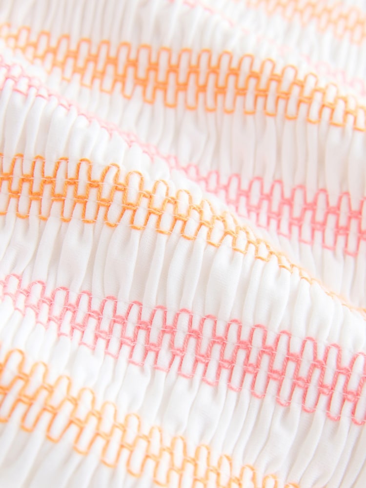 White Multi Stitch Cap Sleeve Shirred Body Jersey Mini Dress - Image 7 of 7