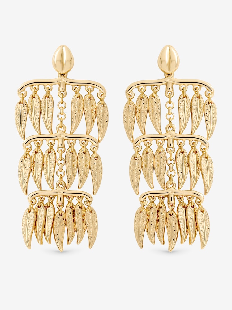 Mood Gold Tone Cascading Leaf Earrings - Image 1 of 1