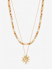 Mood Gold Tone Beaded Sun Double Row Necklace - Image 1 of 1