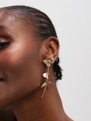 Mood Gold Tone Buttefly Drop Earrings - Image 2 of 3