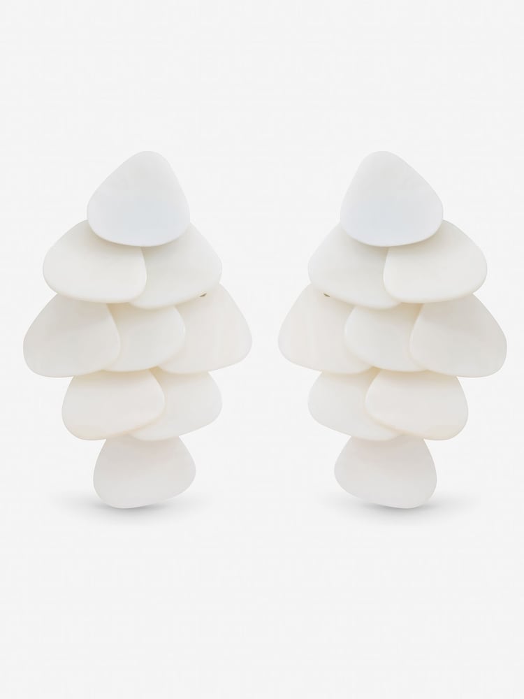 Mood Gold Tone Statement Shell Droplet Earrings - Image 1 of 3 Mood Gold Tone Statement Shell Droplet Earrings - Image 1 of 3