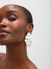 Mood Gold Tone Statement Shell Droplet Earrings - Image 3 of 3