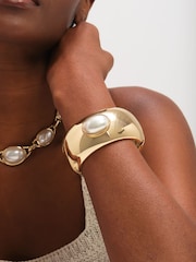 Mood Gold Tone Pearl Statement Cuff Bracelet - Image 3 of 3